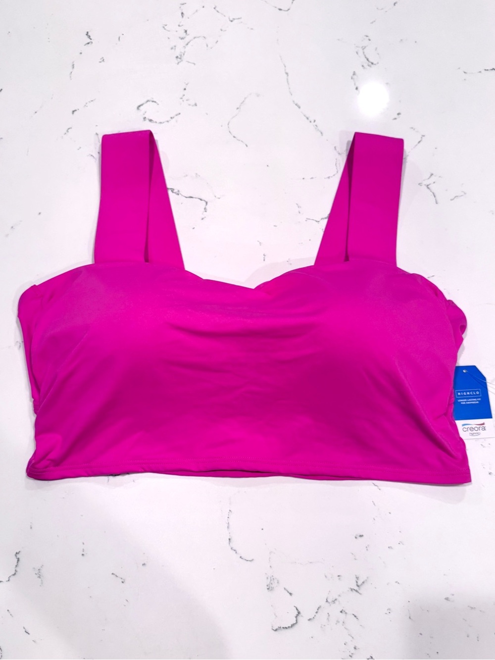 Land’s End Women’s Pink Bikini Top with Square Neck and Wide Straps Size 16 NWT
